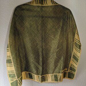 Anne Kline Gold and Green Silk Square Scarf